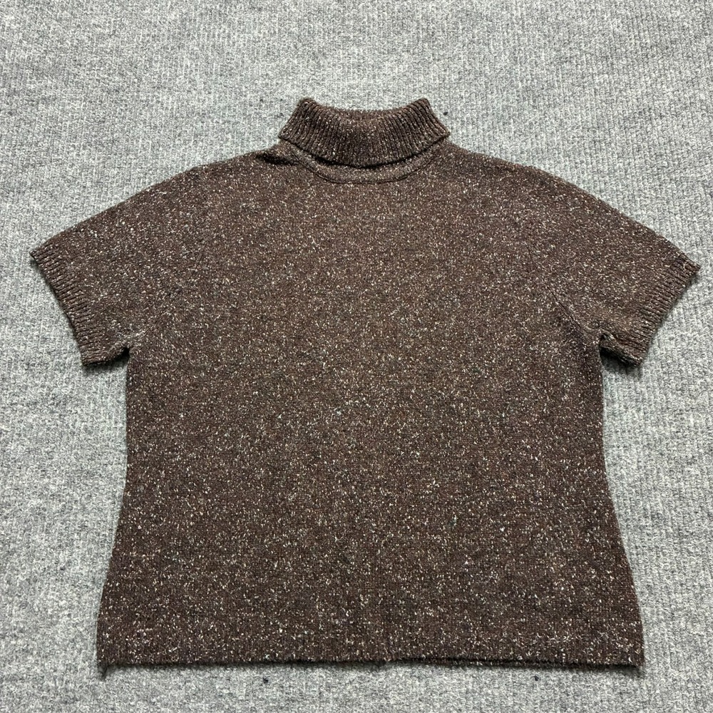 Modern Soul Womens Short Sleeve Sweater Top Size 1X‎ Brown Cowl Neck Wool Blend